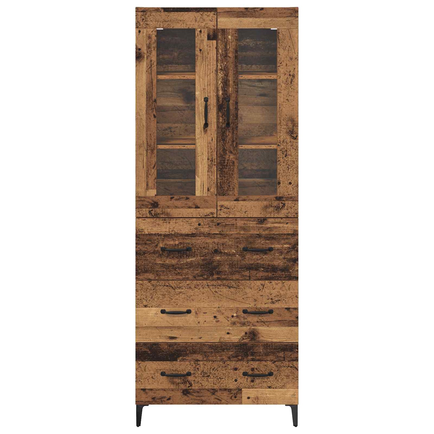 Highboard met lade Oud Hout 69,5 x 34 x 180 cm Bewerkt hout