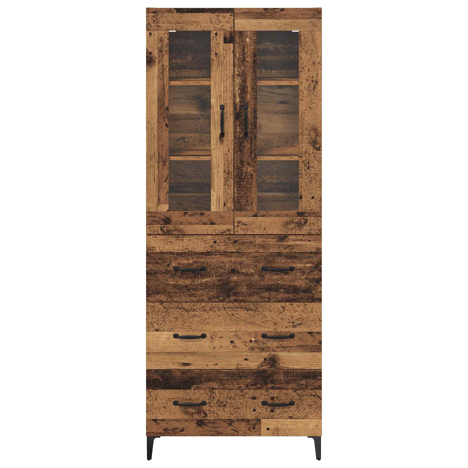 Highboard met lade Oud Hout 69,5 x 34 x 180 cm Bewerkt hout