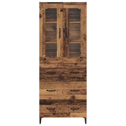 Highboard met lade Oud Hout 69,5 x 34 x 180 cm Bewerkt hout