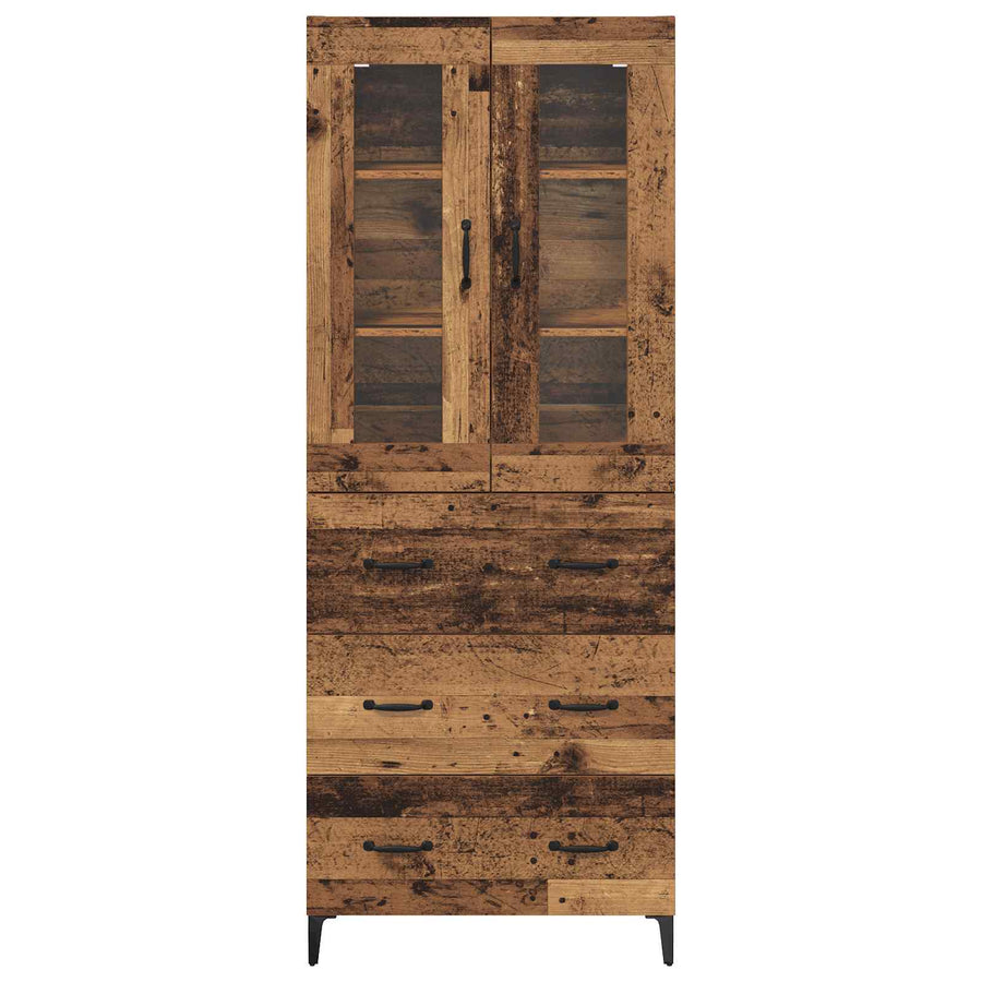 Highboard met lade Oud Hout 69,5 x 34 x 180 cm Bewerkt hout