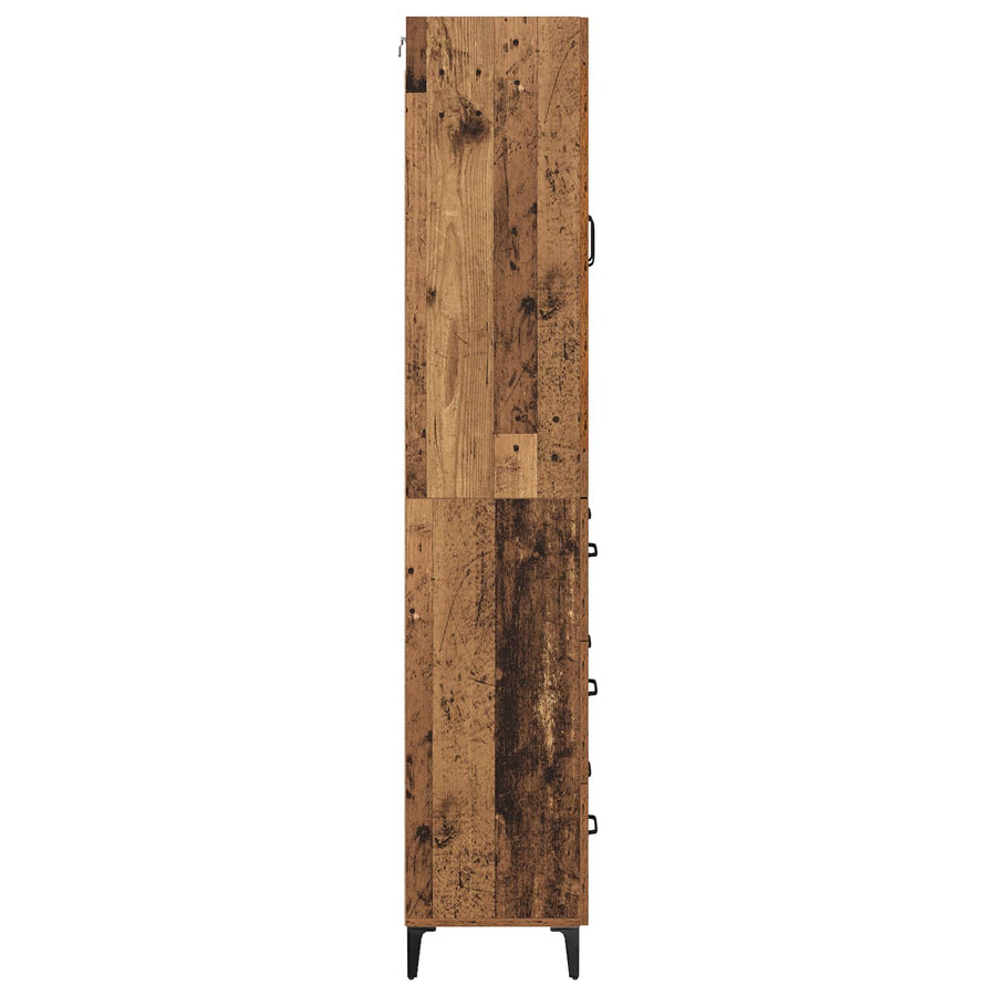 Highboard met lade Oud Hout 69,5 x 34 x 180 cm Bewerkt hout