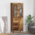 Highboard met lade Oud Hout 69,5 x 34 x 180 cm Bewerkt hout