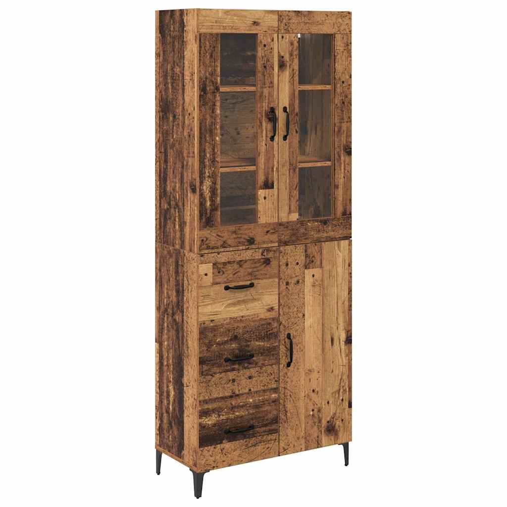 Highboard met lade Oud Hout 69,5 x 34 x 180 cm Bewerkt hout