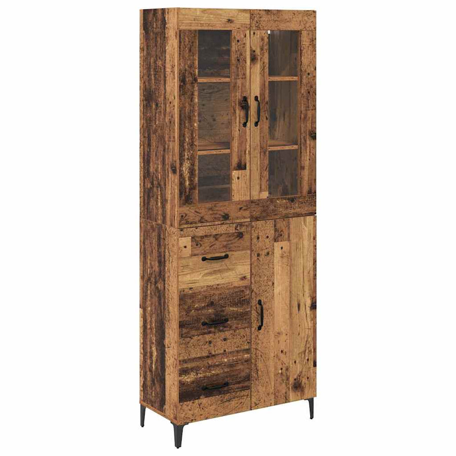 Highboard met lade Oud Hout 69,5 x 34 x 180 cm Bewerkt hout