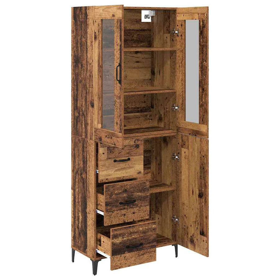 Highboard met lade Oud Hout 69,5 x 34 x 180 cm Bewerkt hout