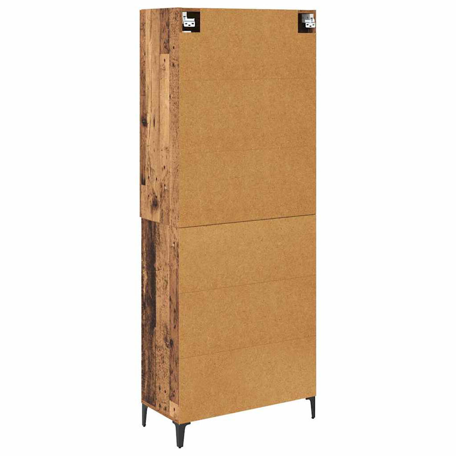 Highboard met lade Oud Hout 69,5 x 34 x 180 cm Bewerkt hout