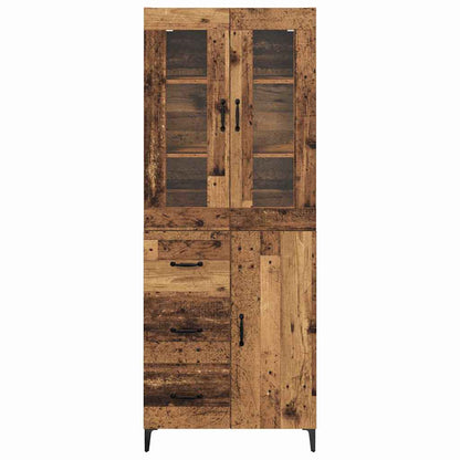 Highboard met lade Oud Hout 69,5 x 34 x 180 cm Bewerkt hout