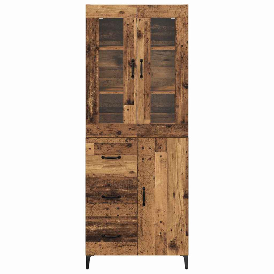 Highboard met lade Oud Hout 69,5 x 34 x 180 cm Bewerkt hout