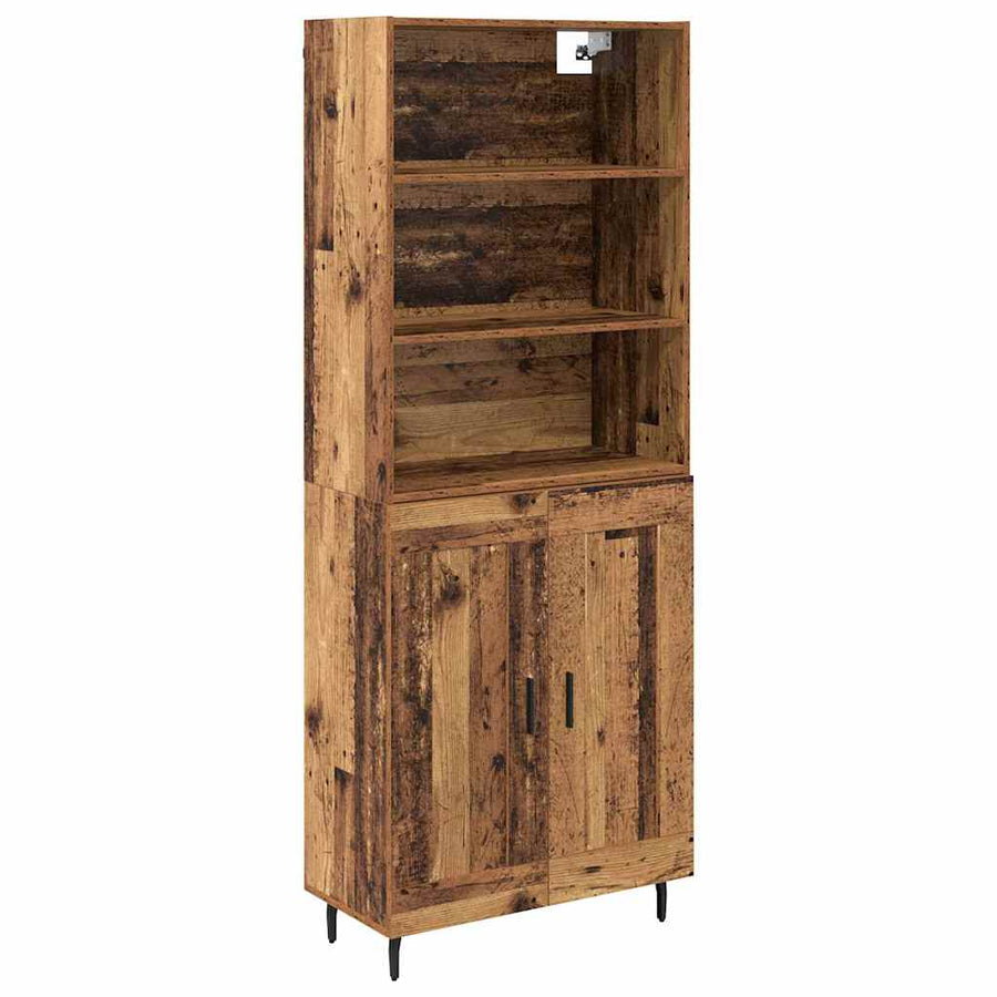 Hoge kast Oud Hout 69,5 x 34 x 180 cm Geengineerd Hout en Glas