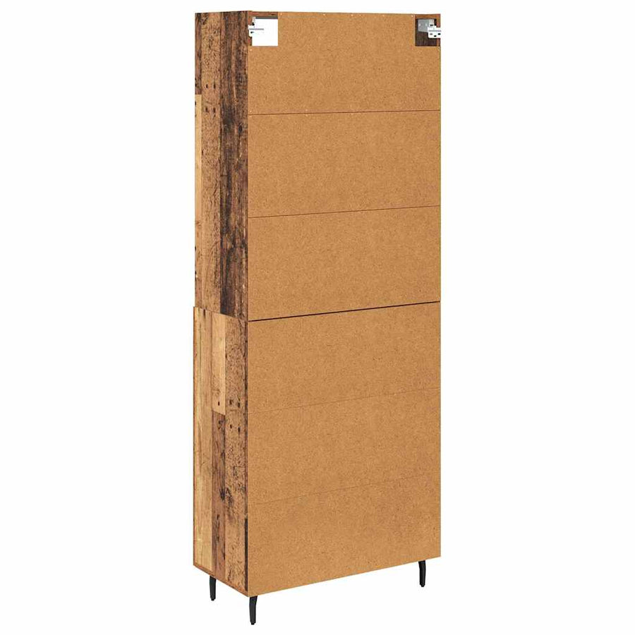 Hoge kast Oud Hout 69,5 x 34 x 180 cm Geengineerd Hout en Glas