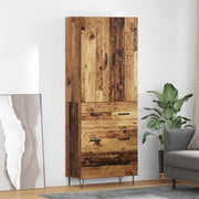 Hoge kast met lade 69,5x34x180 cm oud hout