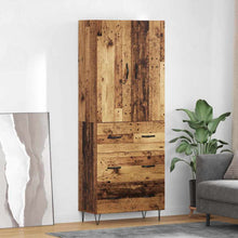 Hoge kast met lade 2 pcs Oud Hout Geengineerd Hout en Glas