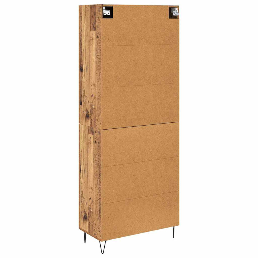 Hoge kast met lade 2 pcs Oud Hout Geengineerd Hout en Glas