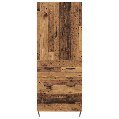 Hoge kast met lade 2 pcs Oud Hout Geengineerd Hout en Glas