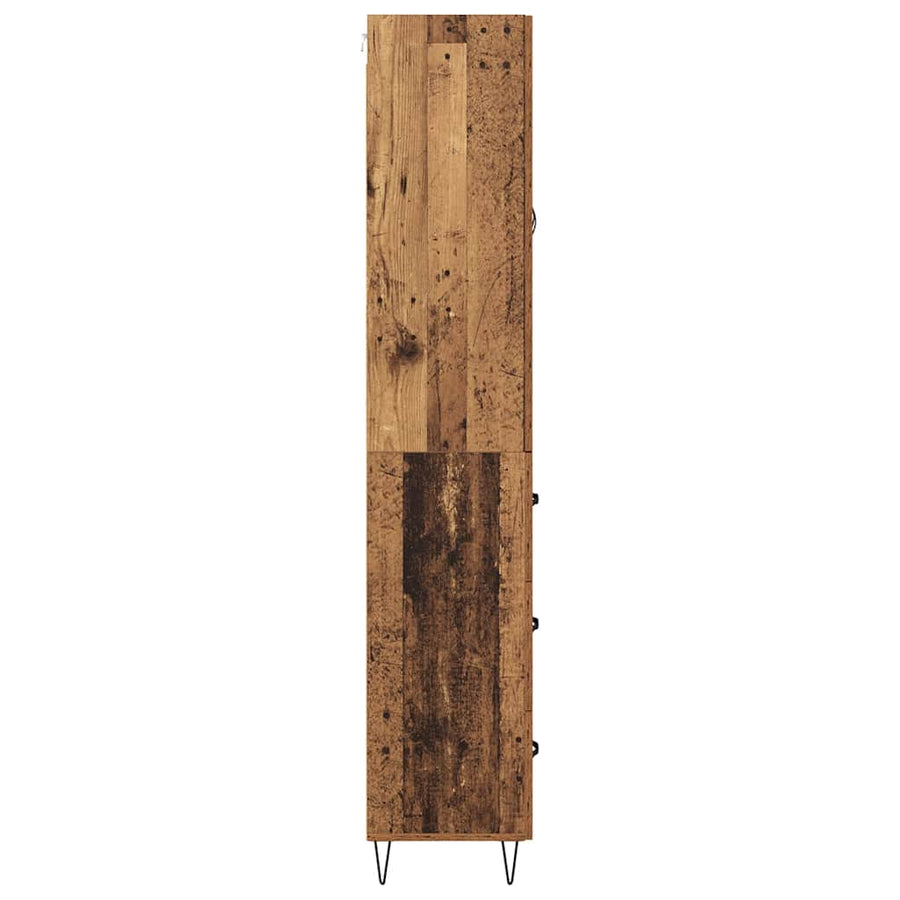 Hoge kast met lade 2 pcs Oud Hout Geengineerd Hout en Glas