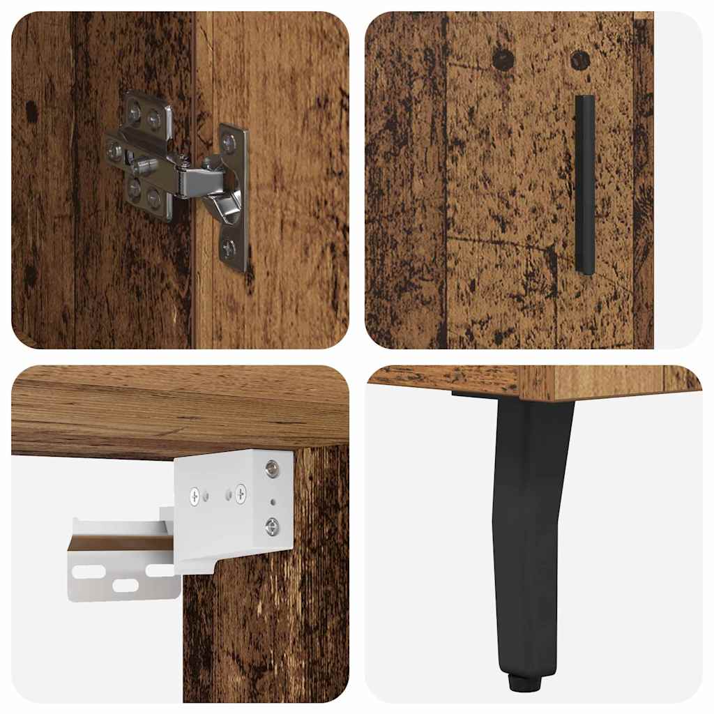 Hoge kast 2 pcs Oud Hout Geengineerd Hout en Glas