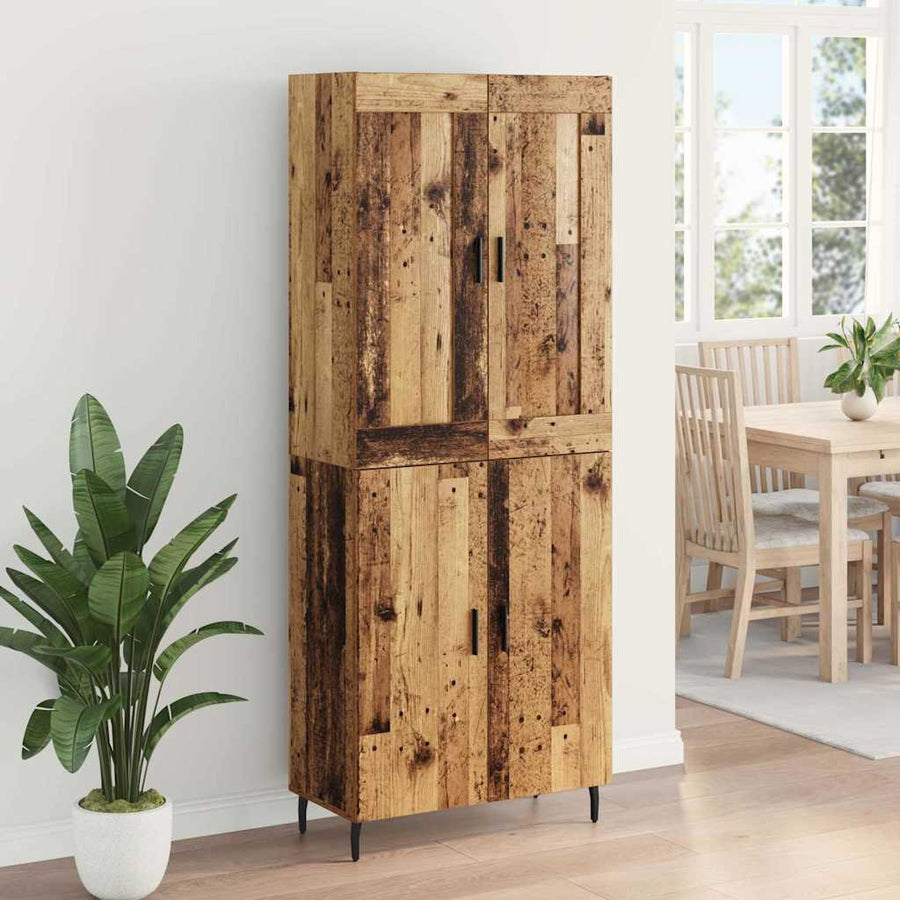 Hoge kast 2 pcs Oud Hout Geengineerd Hout en Glas
