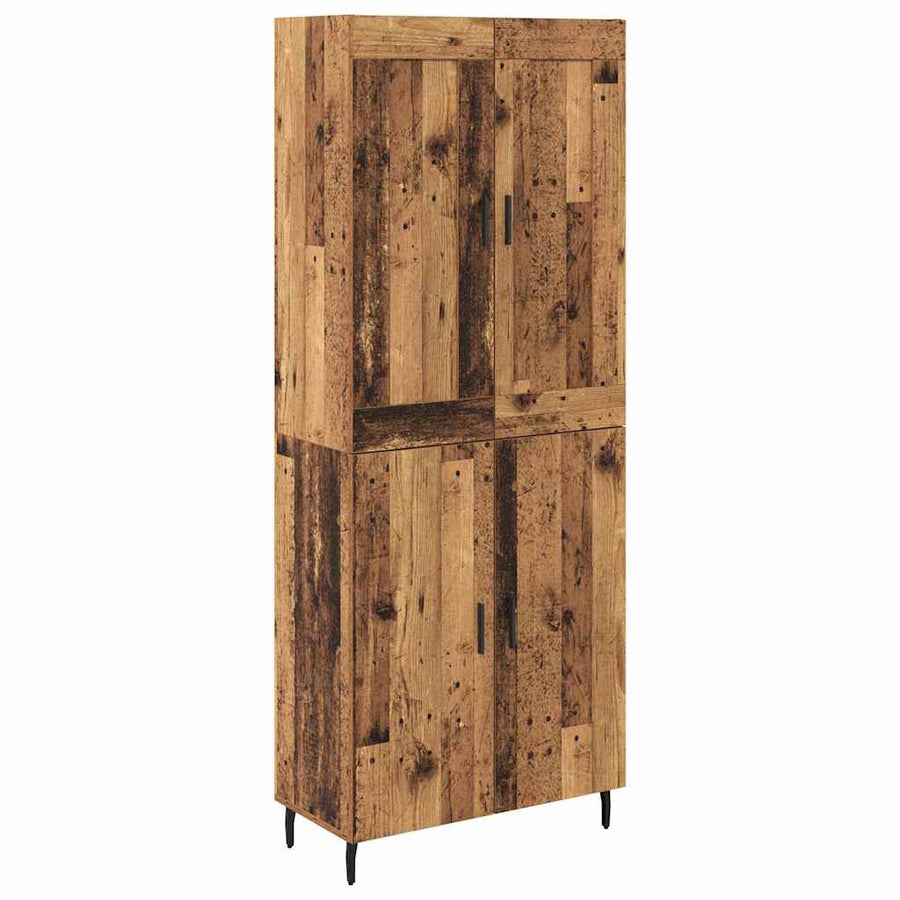 Hoge kast 2 pcs Oud Hout Geengineerd Hout en Glas