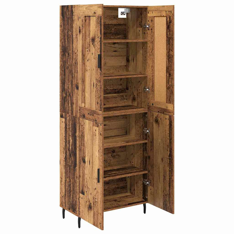 Hoge kast 2 pcs Oud Hout Geengineerd Hout en Glas