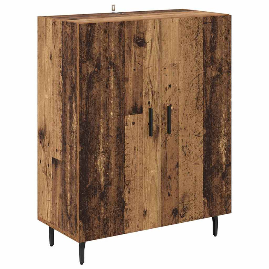 Hoge kast 2 pcs Oud Hout Geengineerd Hout en Glas