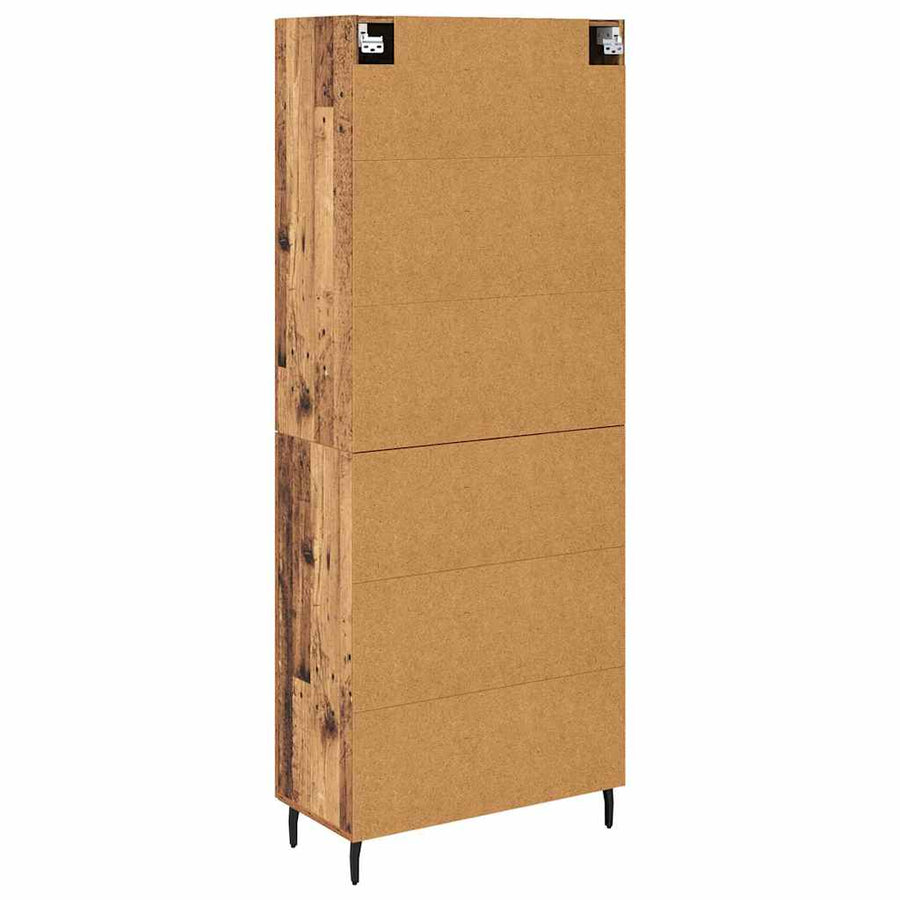 Hoge kast 2 pcs Oud Hout Geengineerd Hout en Glas