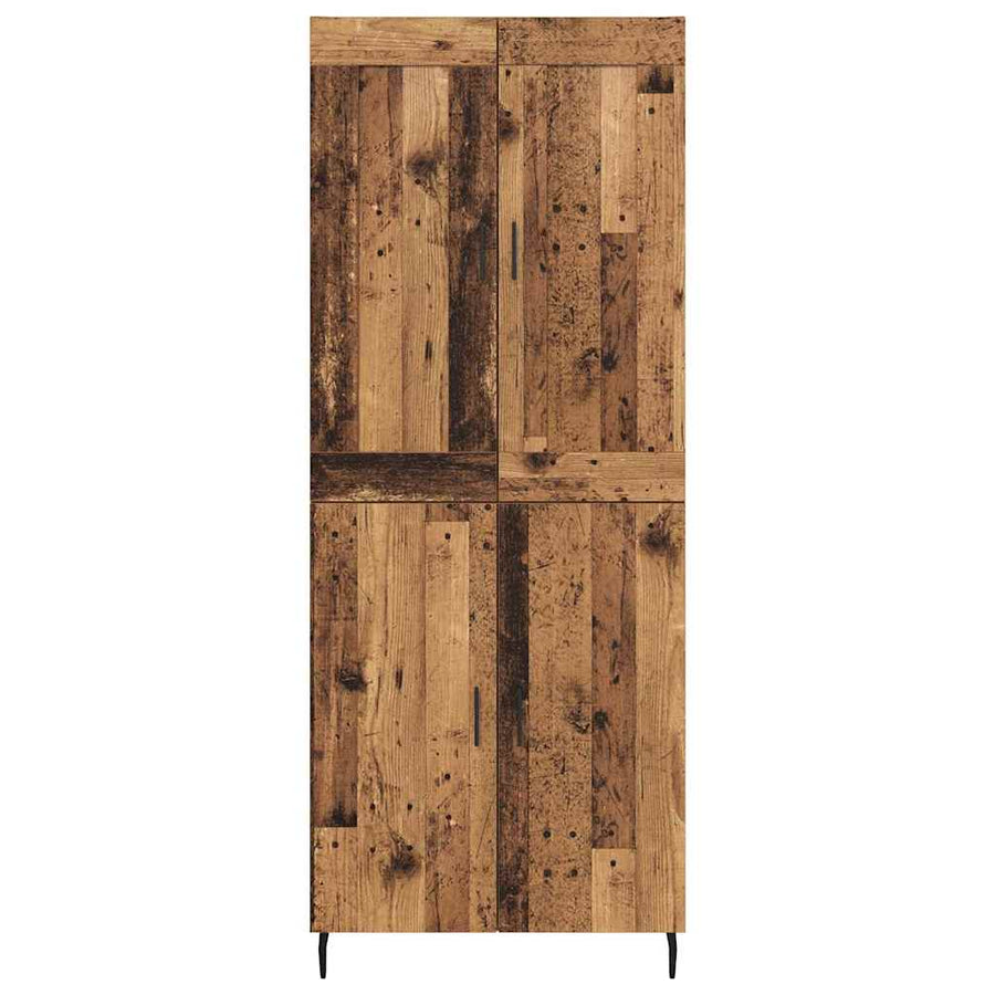 Hoge kast 2 pcs Oud Hout Geengineerd Hout en Glas