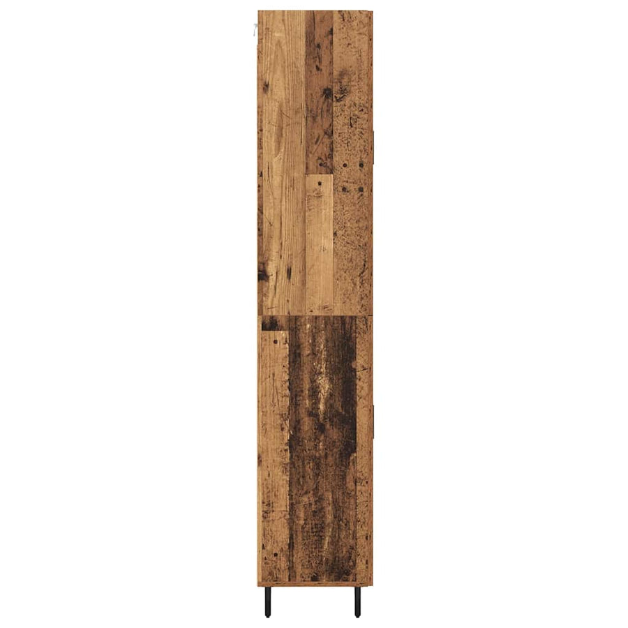 Hoge kast 2 pcs Oud Hout Geengineerd Hout en Glas