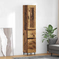 Highboard met lade Oud Hout 34,5 x 34 x 180 cm Bewerkt hout