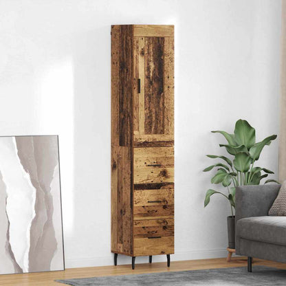Highboard met lade Oud Hout 34,5 x 34 x 180 cm Bewerkt hout