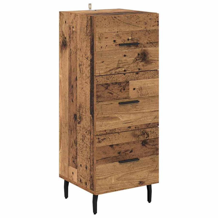 Highboard met lade Oud Hout 34,5 x 34 x 180 cm Bewerkt hout