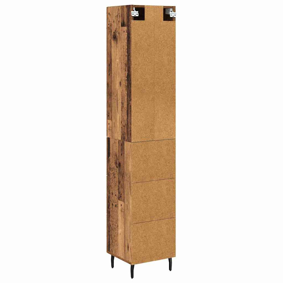 Highboard met lade Oud Hout 34,5 x 34 x 180 cm Bewerkt hout