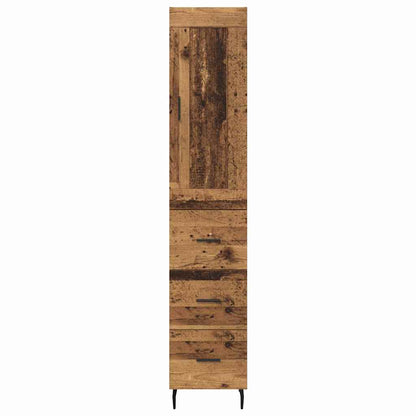 Highboard met lade Oud Hout 34,5 x 34 x 180 cm Bewerkt hout