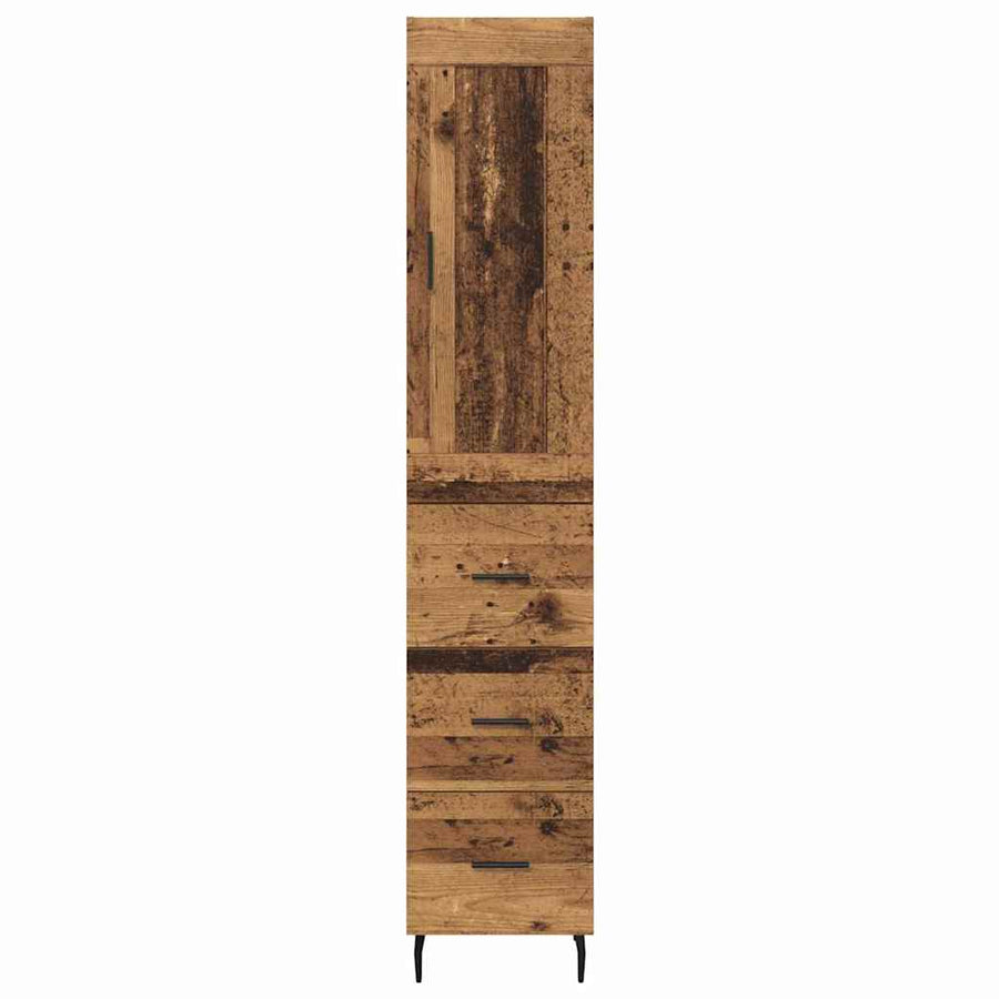 Highboard met lade Oud Hout 34,5 x 34 x 180 cm Bewerkt hout