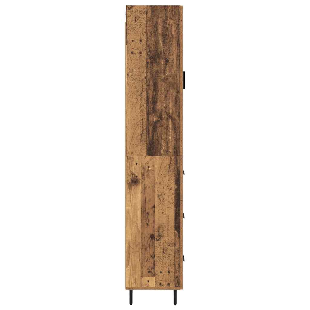 Highboard met lade Oud Hout 34,5 x 34 x 180 cm Bewerkt hout