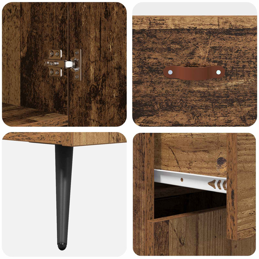Highboard met lade Oud Hout 69,5 x 34 x 180 cm Bewerkt hout