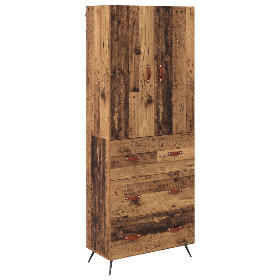 Highboard met lade Oud Hout 69,5 x 34 x 180 cm Bewerkt hout