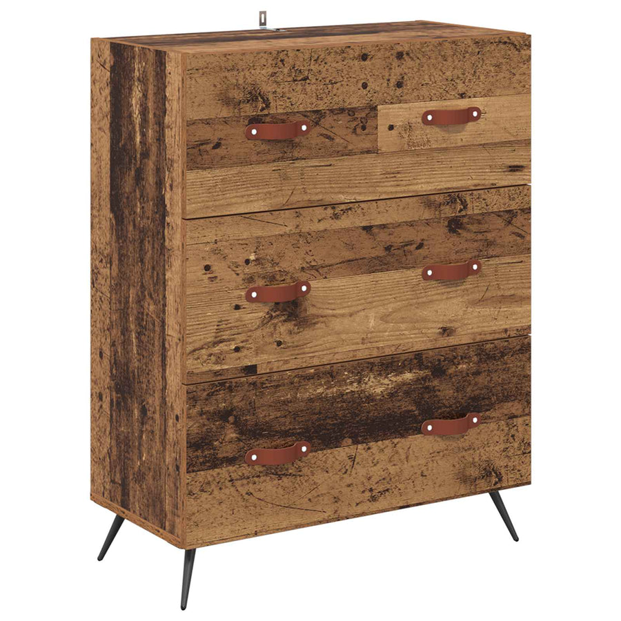 Highboard met lade Oud Hout 69,5 x 34 x 180 cm Bewerkt hout