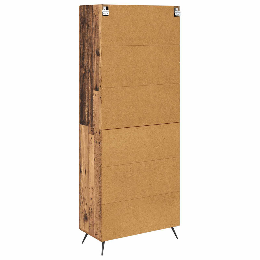 Highboard met lade Oud Hout 69,5 x 34 x 180 cm Bewerkt hout