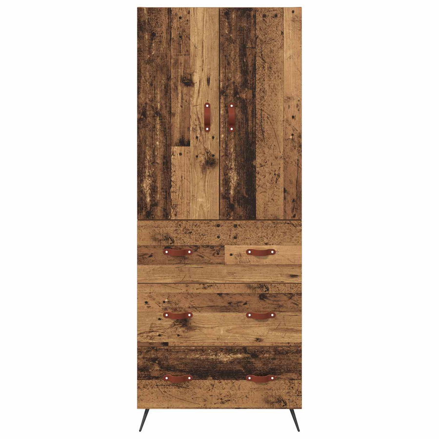 Highboard met lade Oud Hout 69,5 x 34 x 180 cm Bewerkt hout