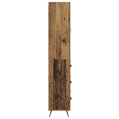 Highboard met lade Oud Hout 69,5 x 34 x 180 cm Bewerkt hout