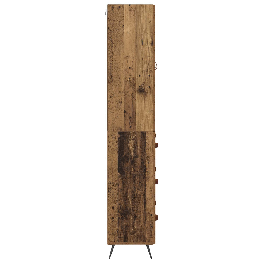 Highboard met lade Oud Hout 69,5 x 34 x 180 cm Bewerkt hout