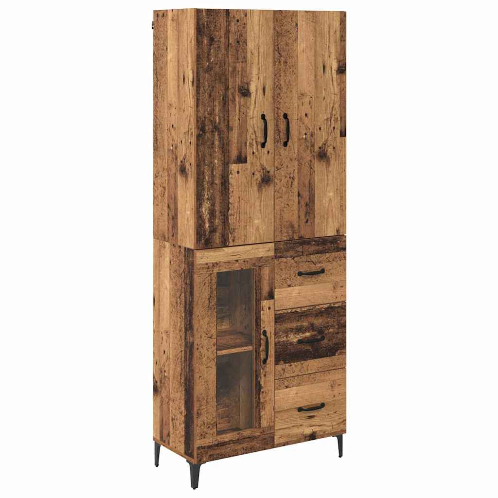Highboard Wandgemonteerd Oud Hout 69,5 x 34 x 180 cm Bewerkt hout