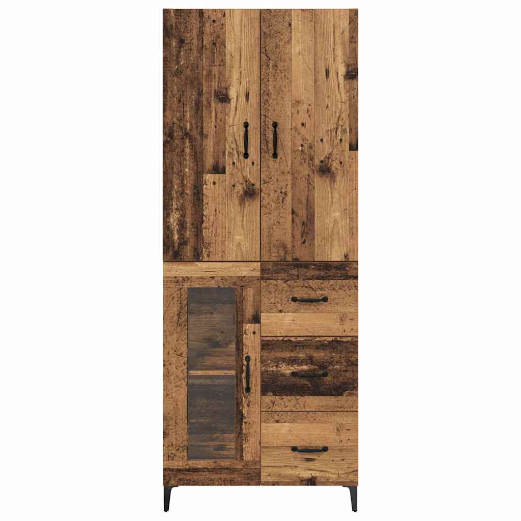 Highboard Wandgemonteerd Oud Hout 69,5 x 34 x 180 cm Bewerkt hout