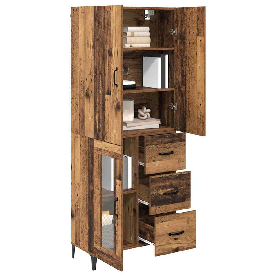 Highboard Wandgemonteerd Oud Hout 69,5 x 34 x 180 cm Bewerkt hout