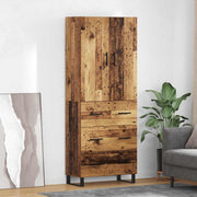 Hoge kast met lade 69,5x34x180 cm oud hout
