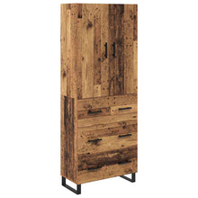 Hoge kast met lade 2 pcs Oud Hout Geengineerd Hout en Glas