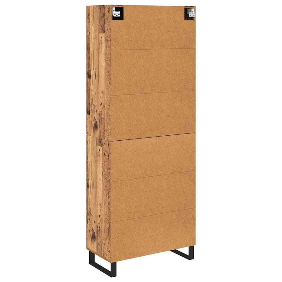 Hoge kast met lade 2 pcs Oud Hout Geengineerd Hout en Glas