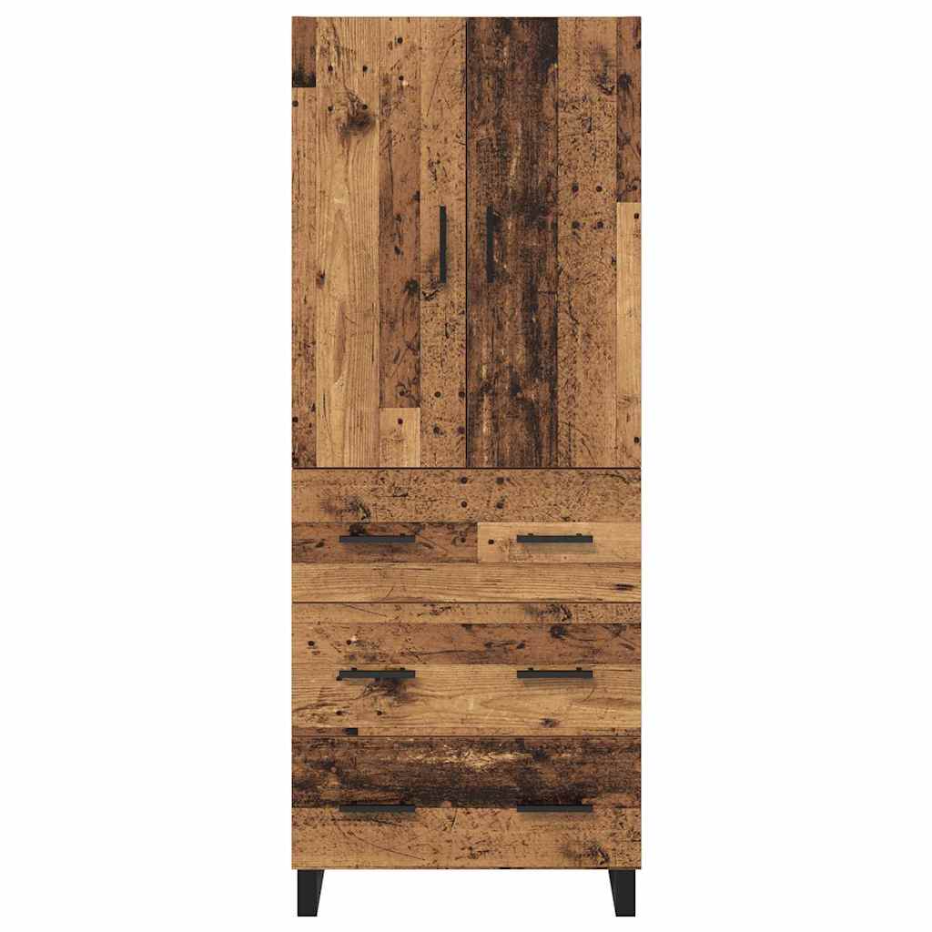 Hoge kast met lade 2 pcs Oud Hout Geengineerd Hout en Glas