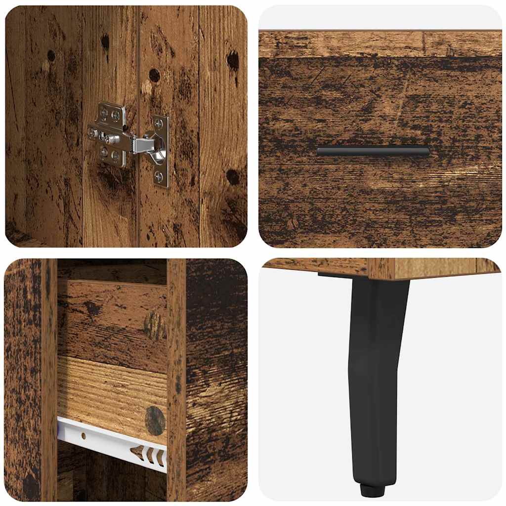 Highboard met lade Oud Hout 34,5 x 34 x 180 cm Bewerkt hout