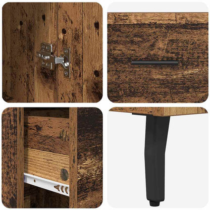 Highboard met lade Oud Hout 34,5 x 34 x 180 cm Bewerkt hout